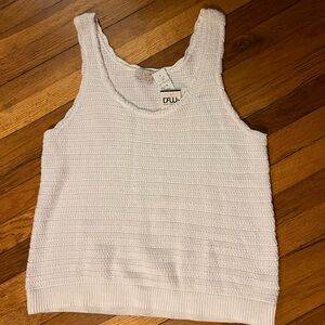 Ann Taylor LOFT Women's Sleeveless Knit knitted Sweater Vest white XL V-Neck new